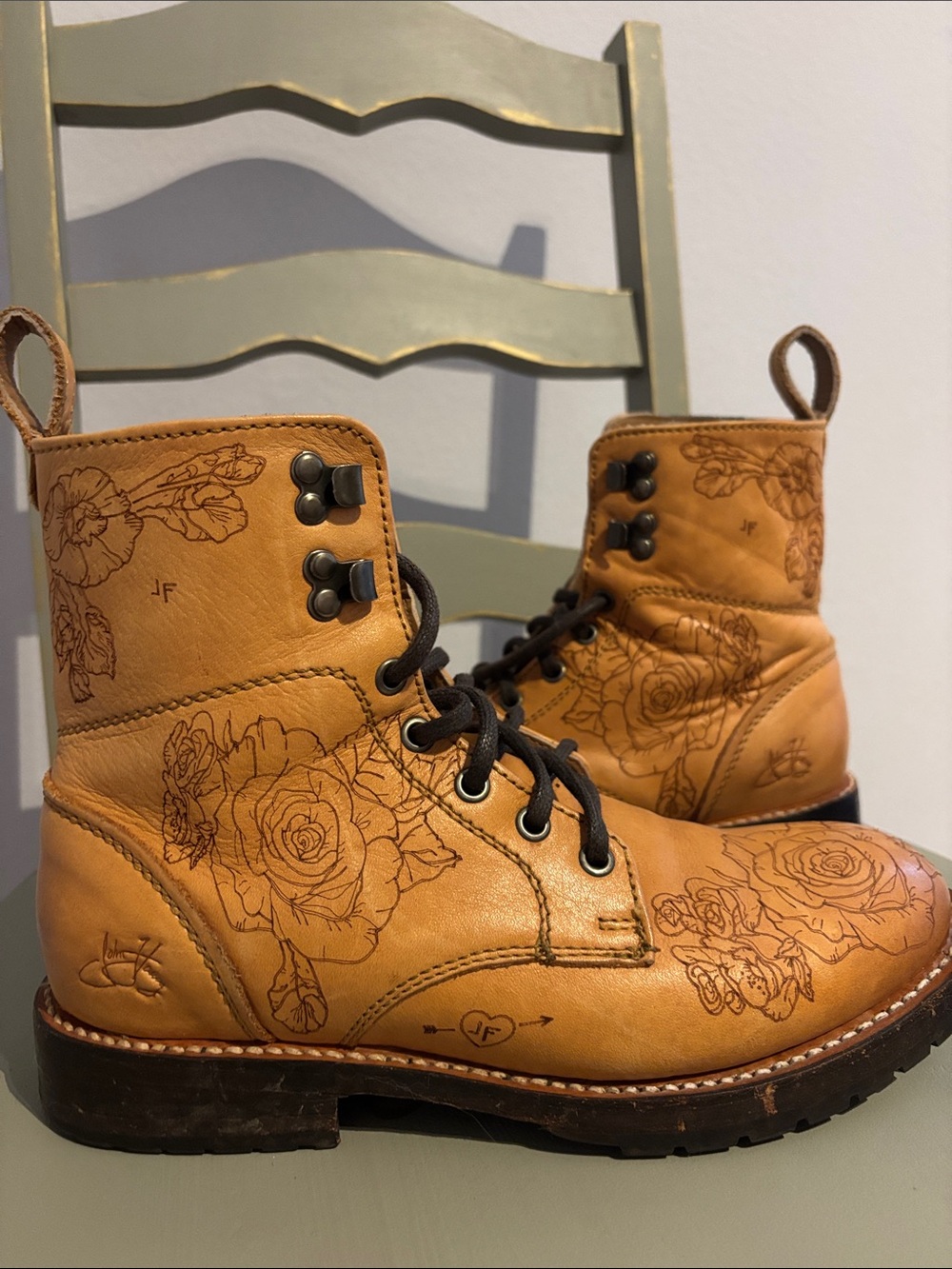 John Fluevog BBC Flummunity Fest Floral Boots Women's 8 Rare Discontinued
